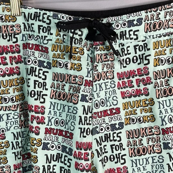 VOLCOM Hybrid Mens Green Graphic Print Board Shorts Cinch Fly Pocket Size 34 - Picture 3 of 11